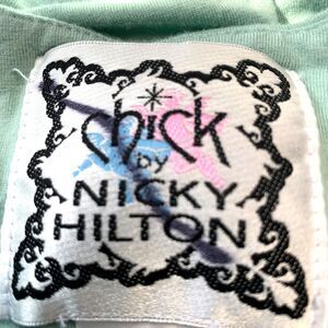 Chick by Nicky Hilton Bodycon Dress Rouching Sides Silver Glitter Neckline M